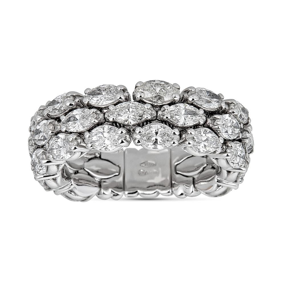 White Gold Stretch Ring with Marquise Diamonds