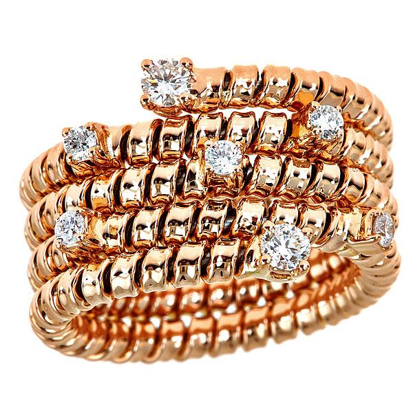 Rose Gold Coiled Ring with Diamonds