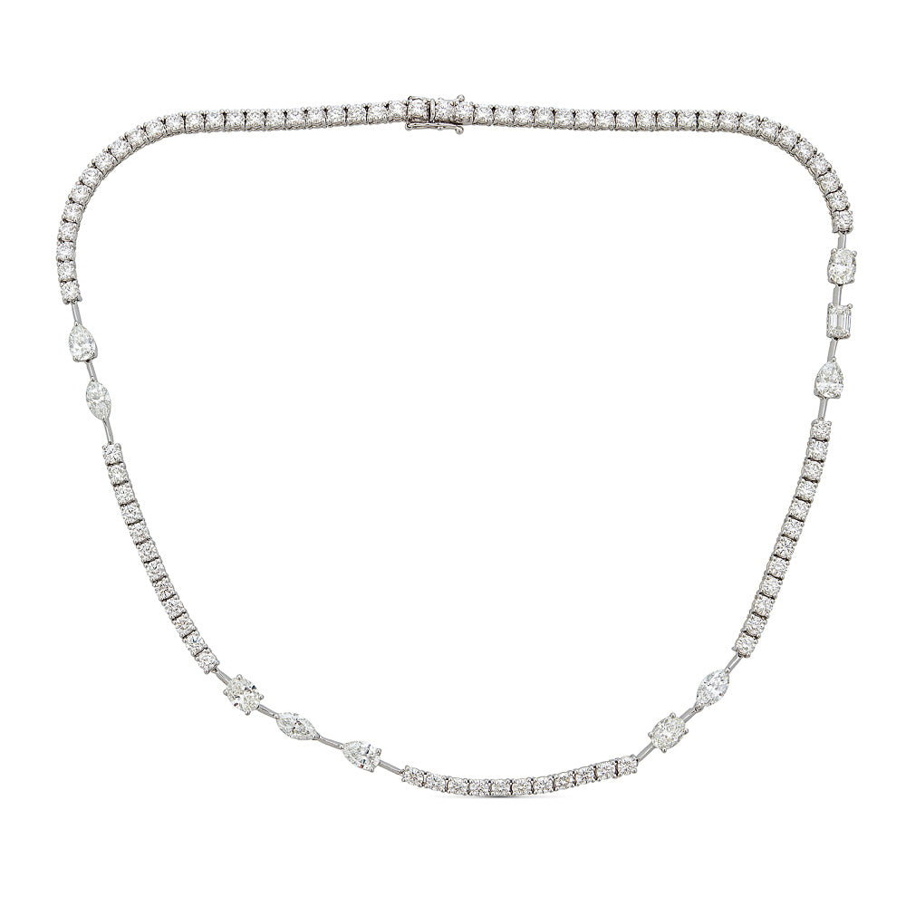 White Gold Necklace with Round and Fancy Cut Diamonds