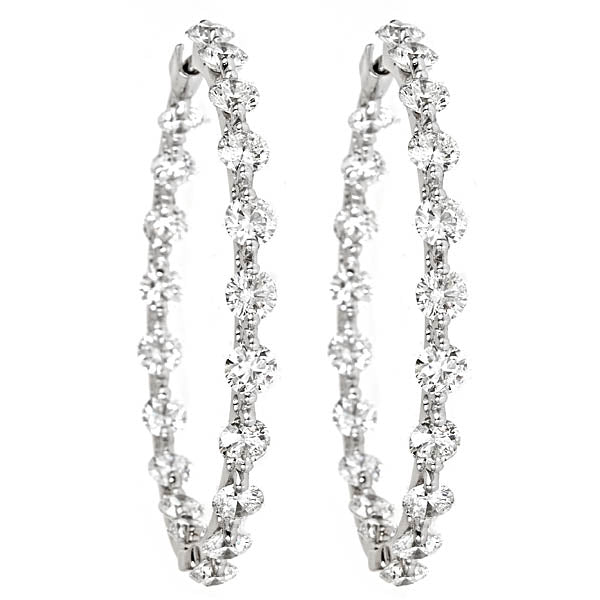 ZYDO Italian Jewelry Large Hoops with Over 12cts of Dazzling Round Diamonds