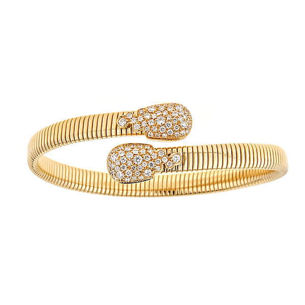 Yellow Gold Bypass Bracelet with Diamonds-0