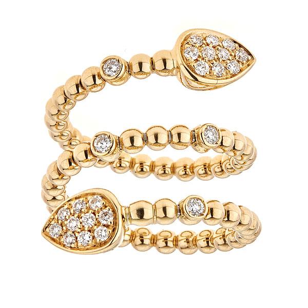 Coil Ring with Diamonds Pave Set
