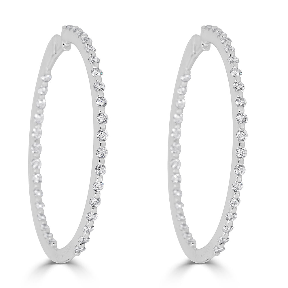 White Gold Large Hoop Earrings with Diamonds