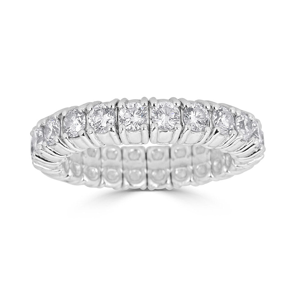 White Gold Stretch Ring with Diamonds