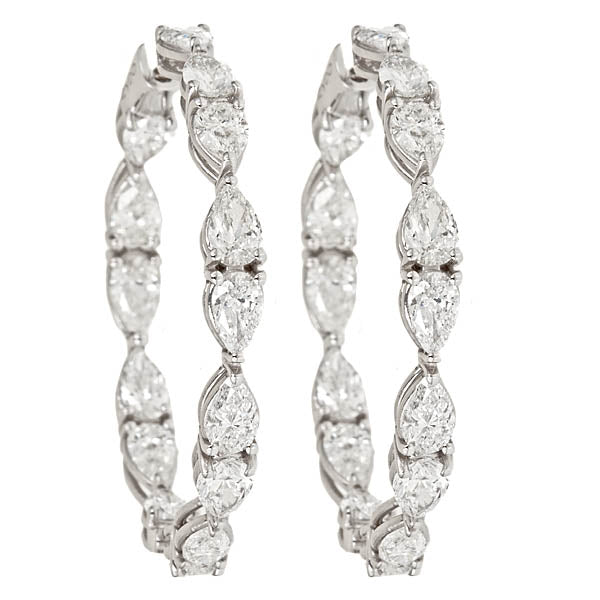 ZYDO Italian Jewelry Medium Hoops with 7.28cts of Pear Shape Diamonds