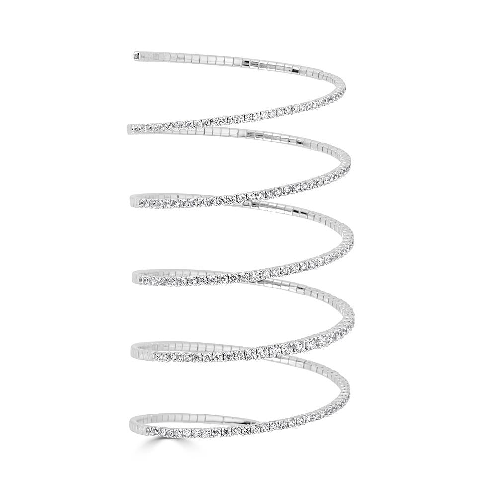 White Gold Coil Bracelet with Diamonds