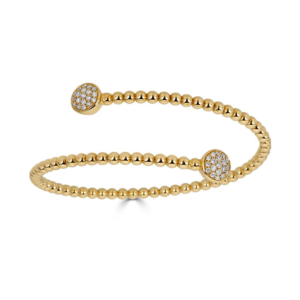 Yellow Gold Coil Bracelet with Diamonds