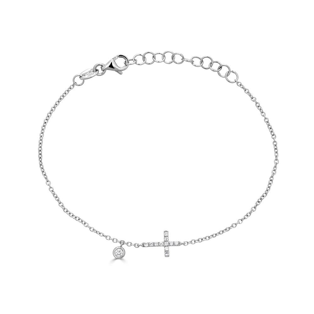 White Gold Cross Bracelet with Diamonds (Small)