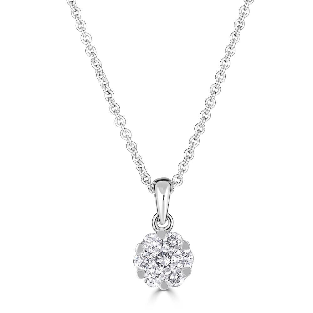 White Gold Pendant with Diamonds Illusion Set