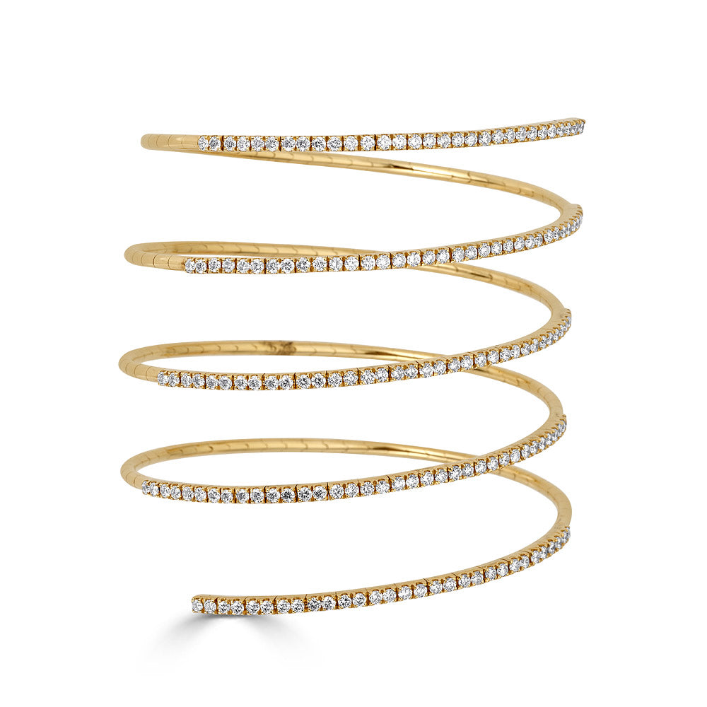Yellow Gold Coil Bracelet with Diamonds