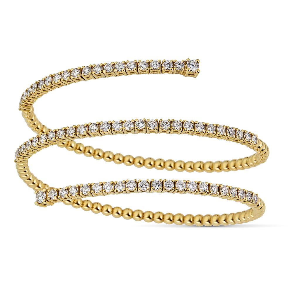 Yellow Gold Coil Bracelet with Diamonds