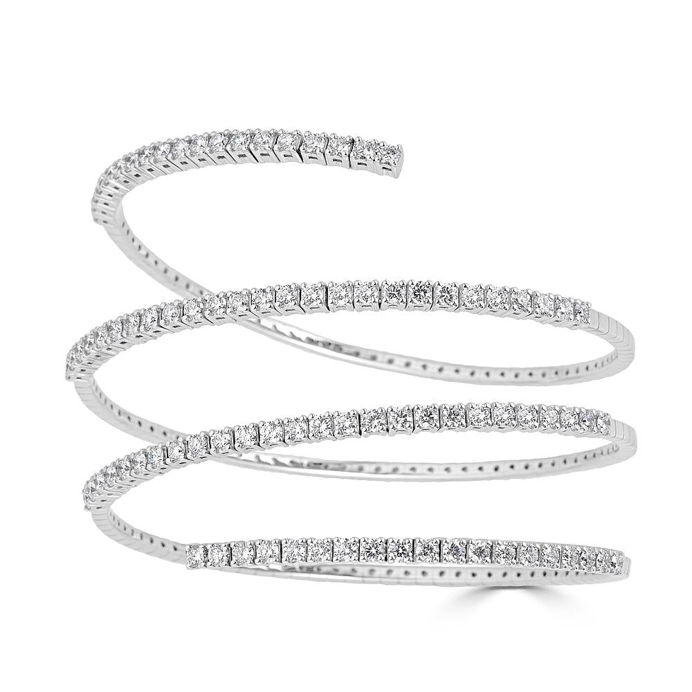 White Gold Coil Bracelet with Diamonds