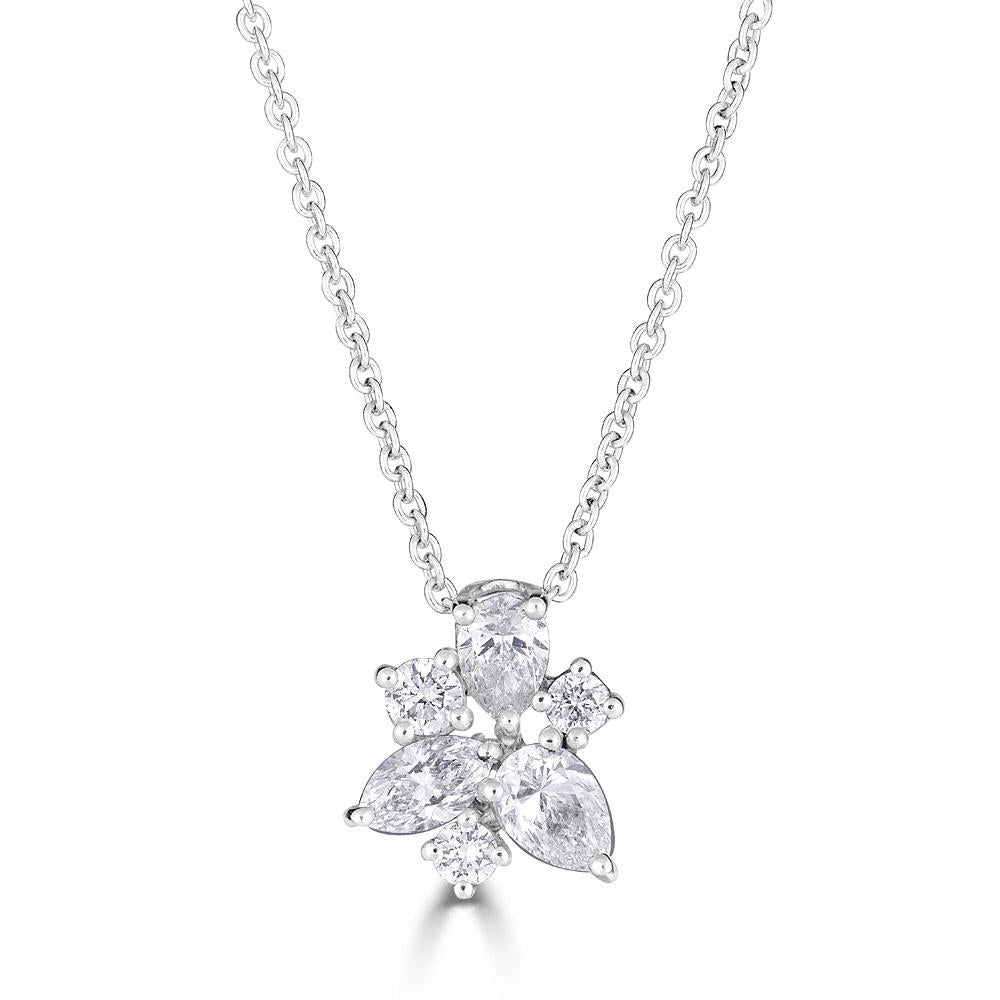 White Gold Pendant with Round and Fancy Cut Diamonds