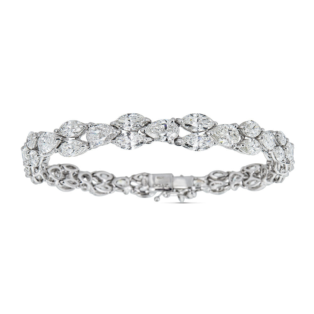 White Gold Bracelet with Marquise and Pear Shape Diamonds