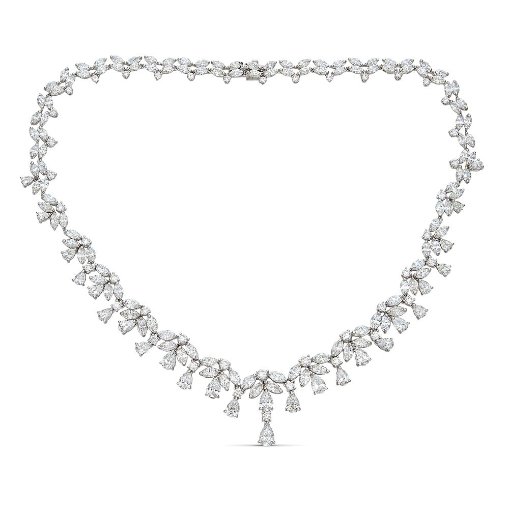 White Gold Necklace with Round and Fancy Cut Diamonds