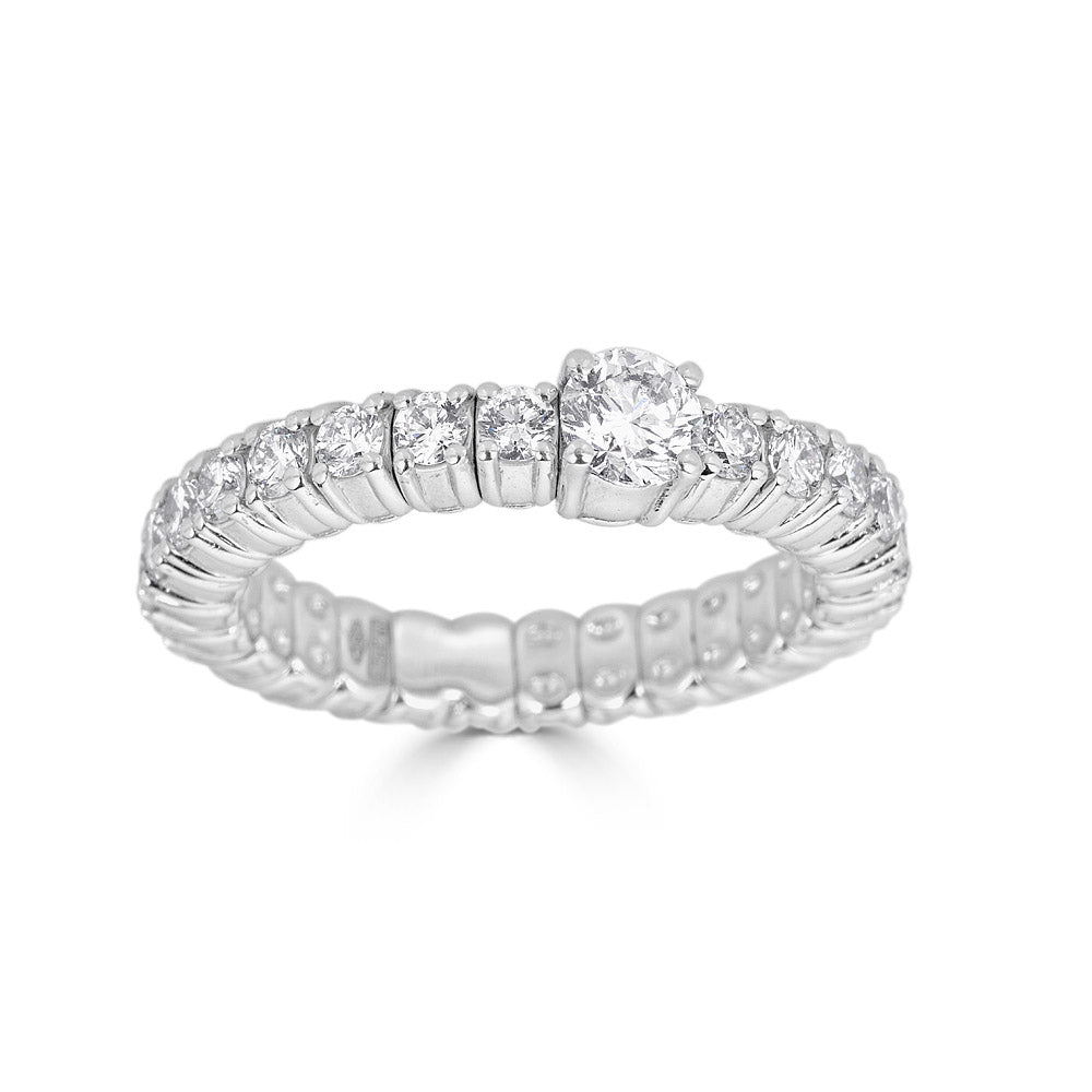 White Gold Stretch Ring with Diamonds