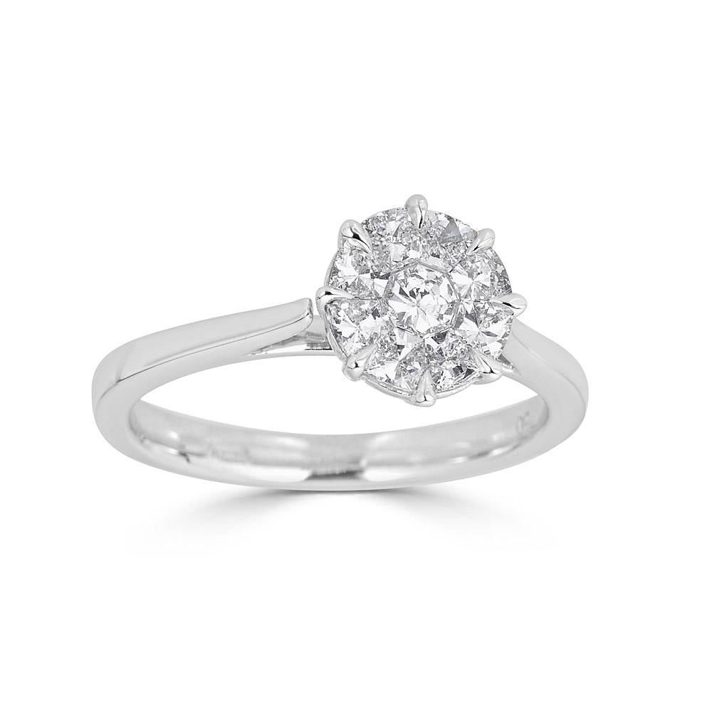 White Gold Round Ring with Diamonds Illusion Set