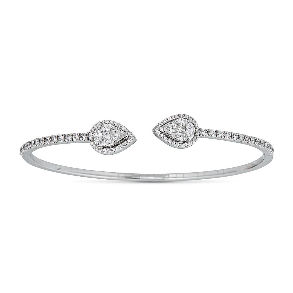 White Gold Bracelet with Round and Fancy Cut Diamonds Illusion Set