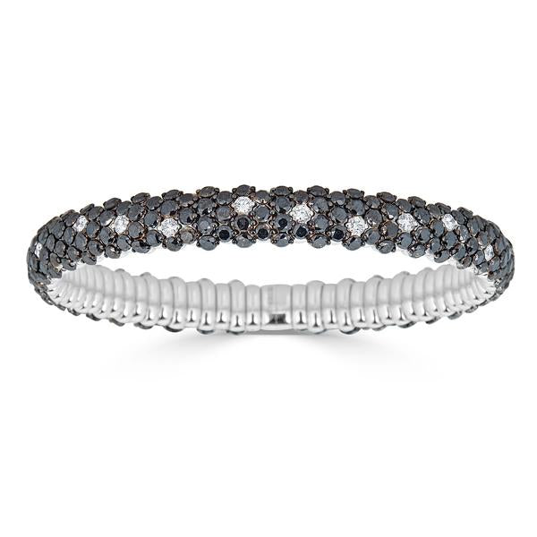 White Gold Stretch Bracelet with Black and White Diamonds