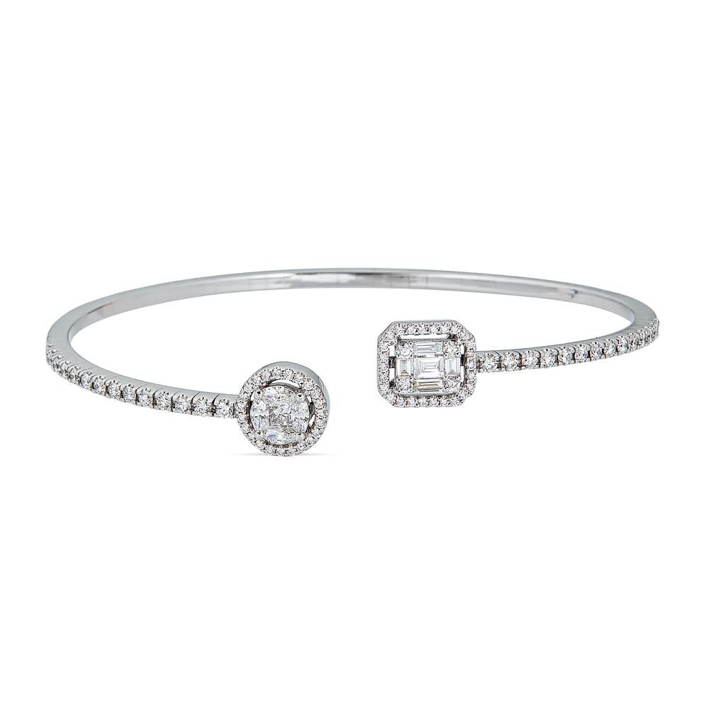 White Gold Bracelet with Round and Fancy Cut Diamonds Illusion Set