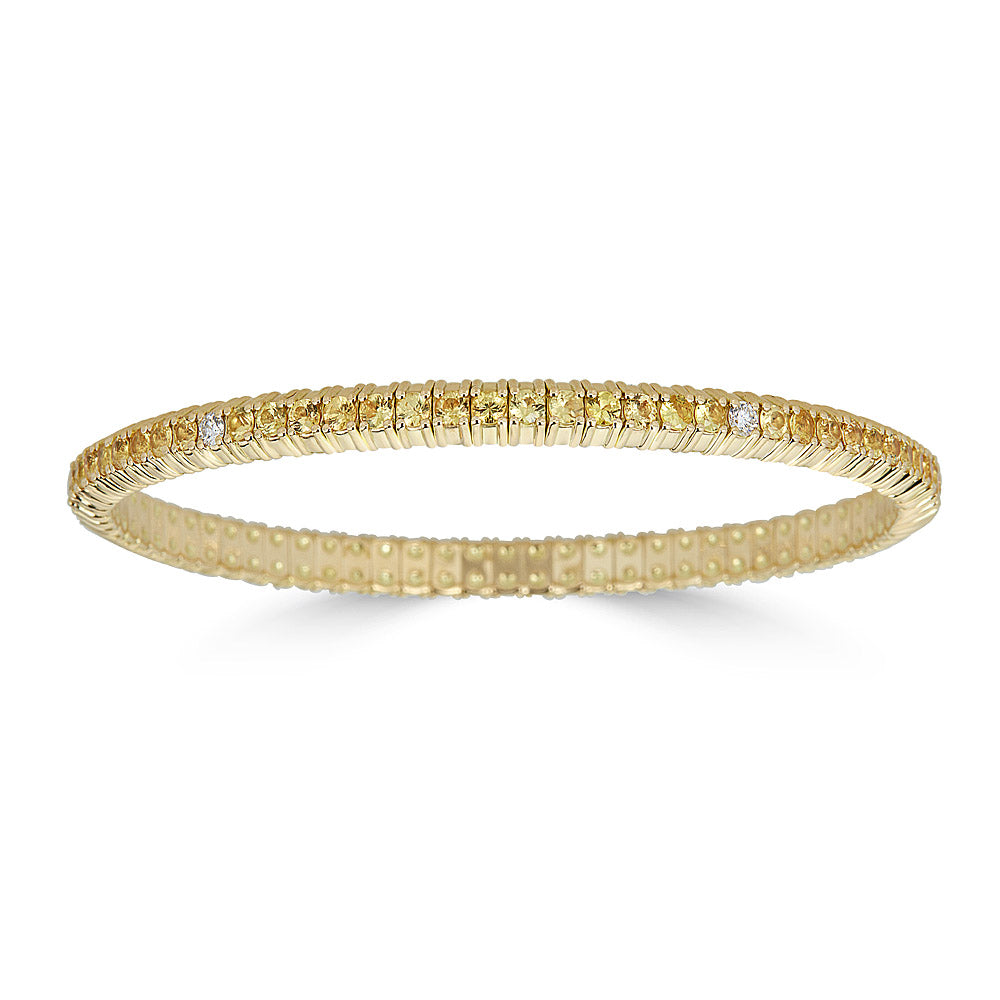 Yellow Gold Stretch Bracelet with Diamonds and Yellow Sapphires