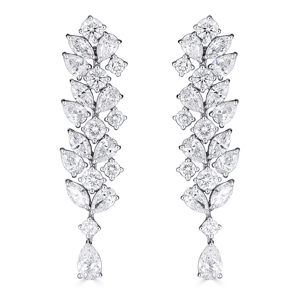 White Gold Drop Earrings with Round and Fancy Cut Diamonds