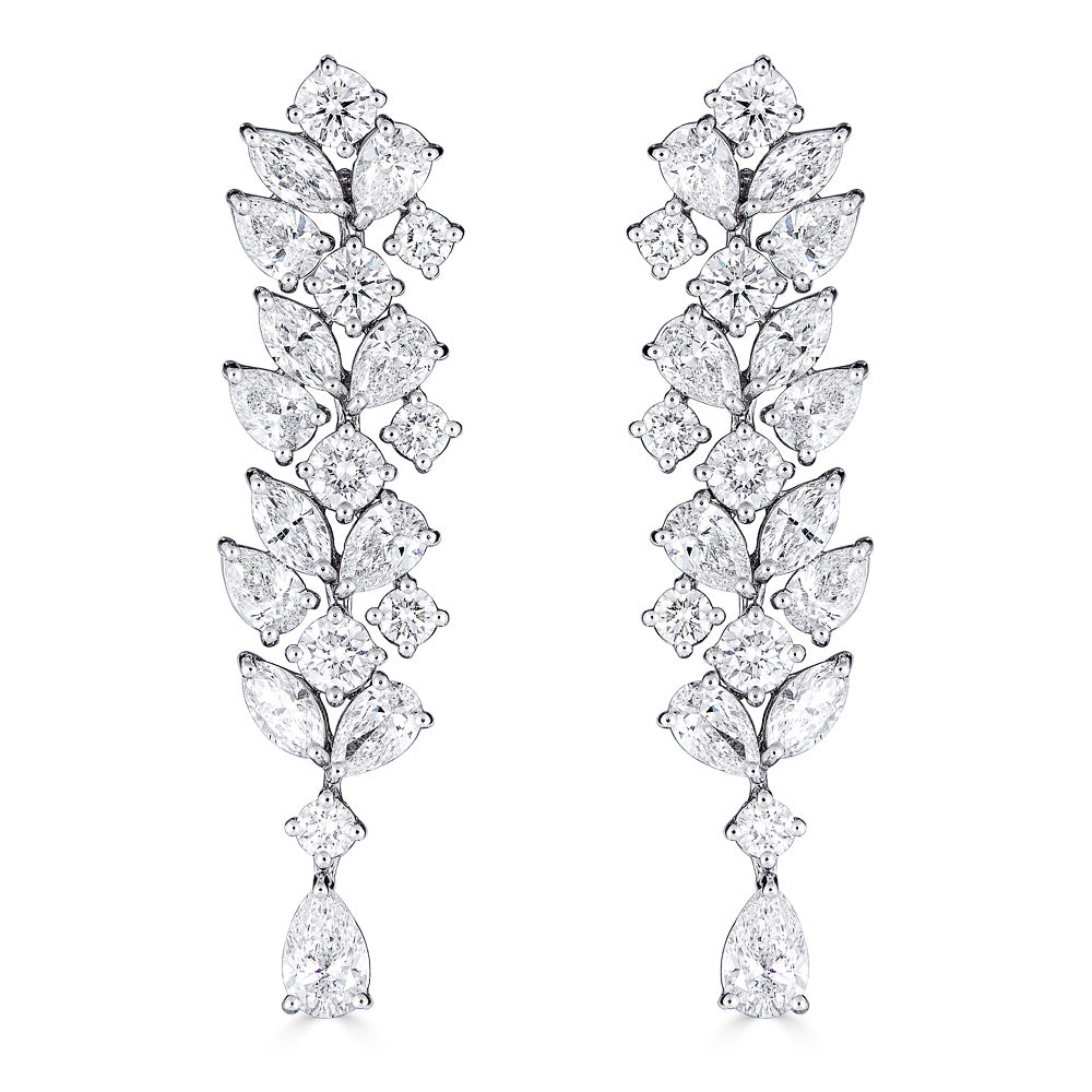 White Gold Drop Earrings with Round and Fancy Cut Diamonds