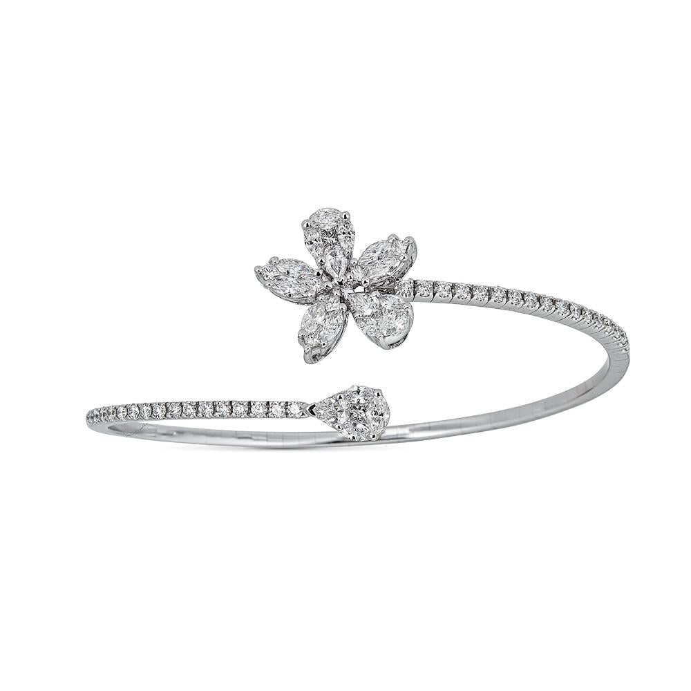 White Gold Bracelet with Round and Fancy Cut Diamonds Illusion Set