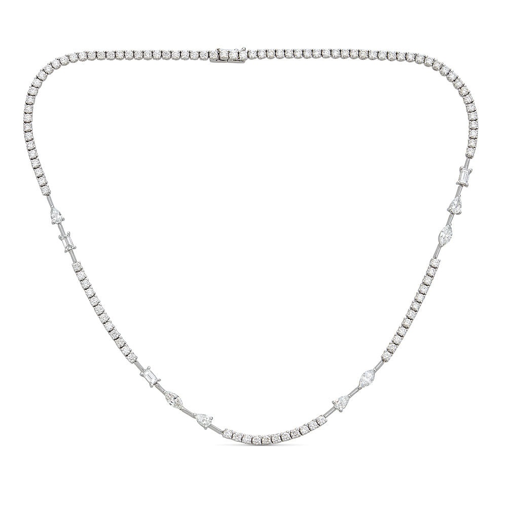 White Gold Necklace with Round and Fancy Cut Diamonds