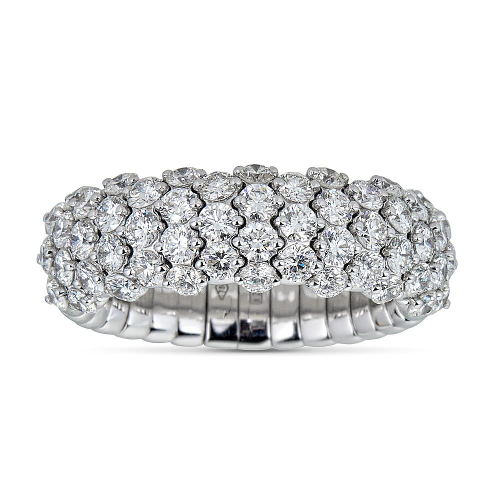 White Gold Stretch Ring with Diamonds