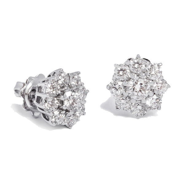 White Gold Multilevel Stud Earrings with Diamonds