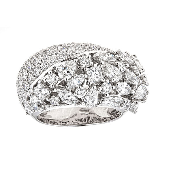 White Gold Cocktail Ring with Round and Fancy Cut Diamonds-0