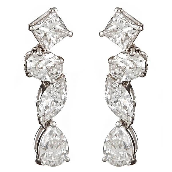 ZYDO Italian Jewelry Line Earrings with Oval, Marquise, Princess and Pear Shape Diamonds