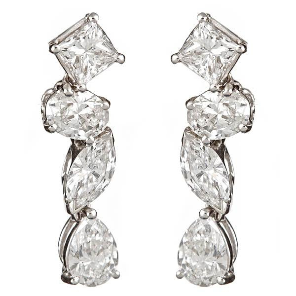 ZYDO Italian Jewelry Line Earrings with Oval, Marquise, Princess and Pear Shape Diamonds