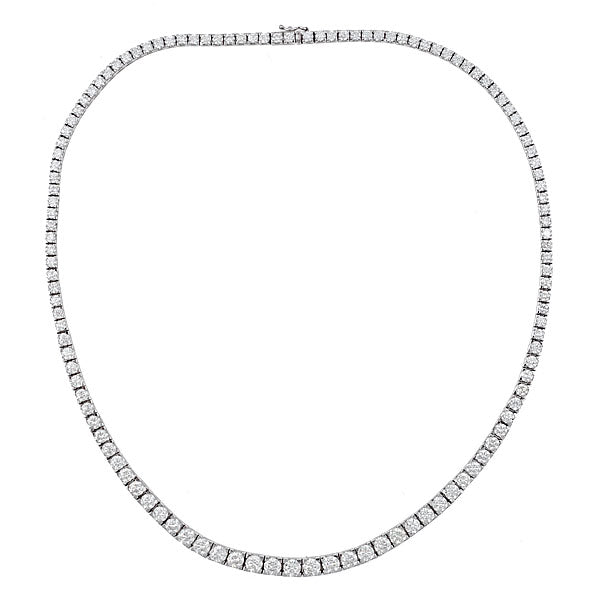 ZYDO Italian Jewelry Classic Tennis Necklace Featuring 15.12cts of Sparkling Round Diamonds