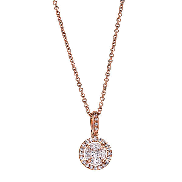 Rose Gold Pendant with Round and Fancy Cut Diamonds Illusion Set-0