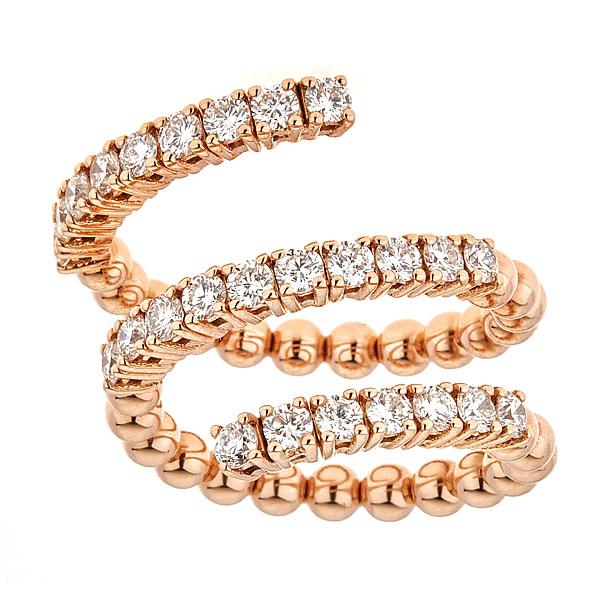 Rose Gold Coil Ring with Diamonds-0